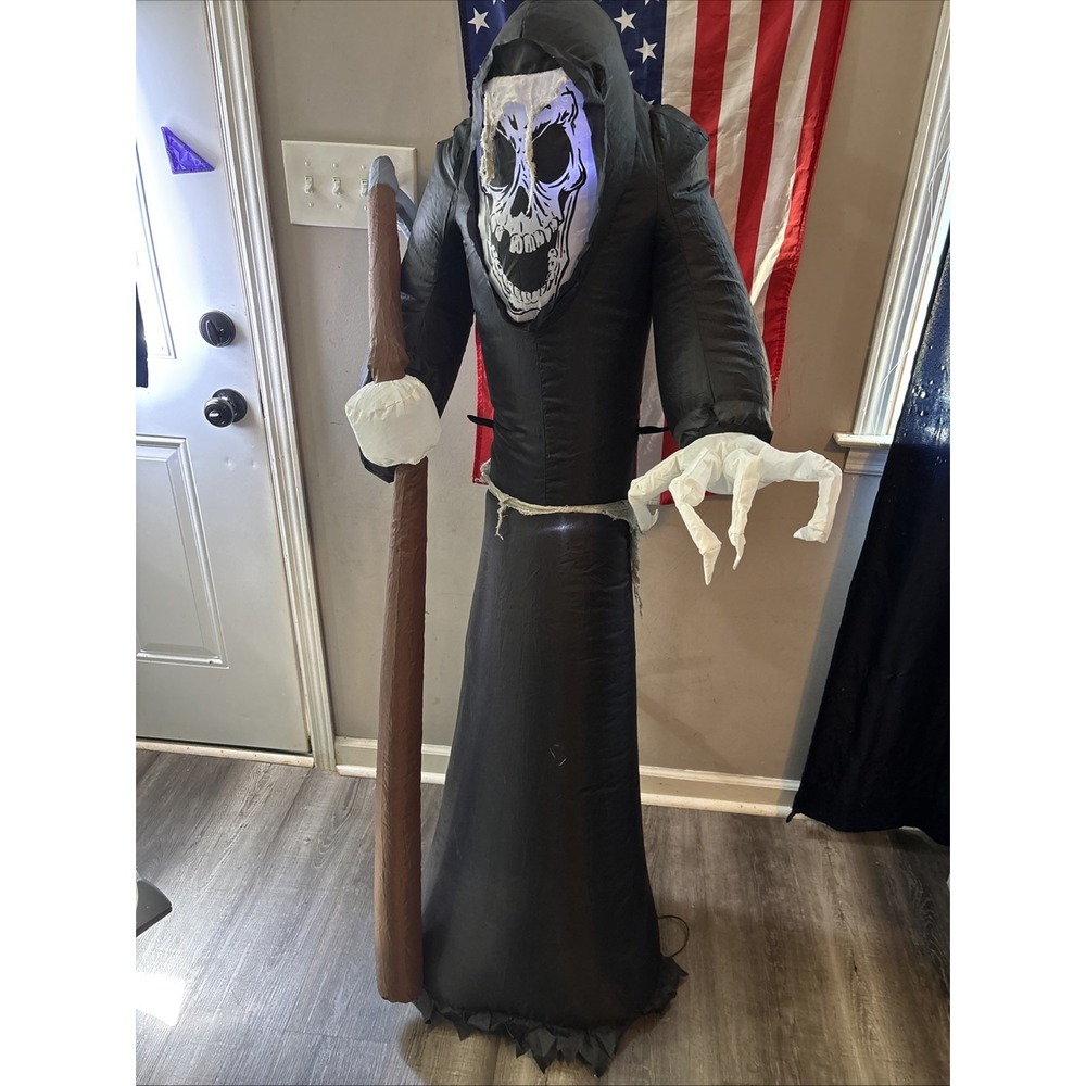 Grim Reaper With Scythe Inflatable Blowup Halloween Scary Decoration 5 Foot